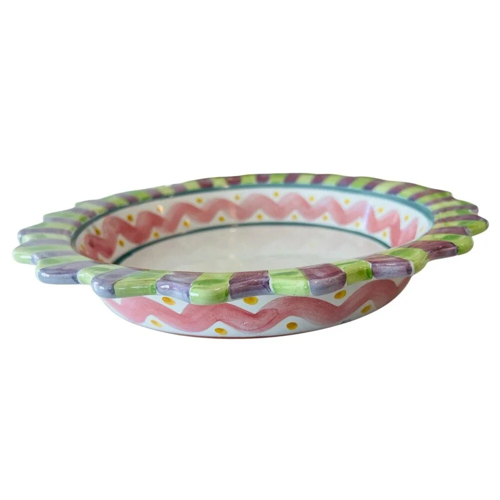 Retired MacKenzie-Childs Piccadilly Pie Baking Dish 12” Handmade USA